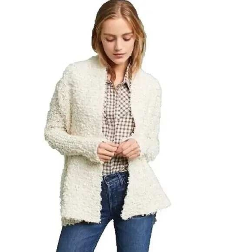 AKEMI + KIN Cozy Textured Cream Small Knit Open Front Cardigan Sweater Boho Chic